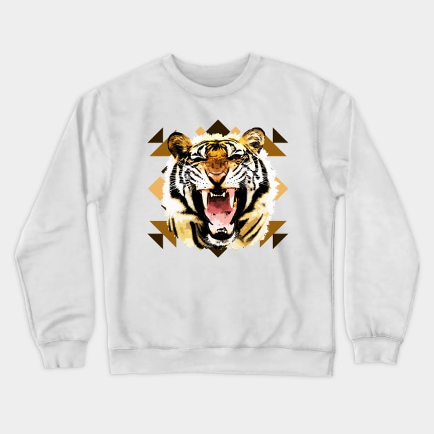 Growling Tiger Crewneck Sweatshirt by Nartissima